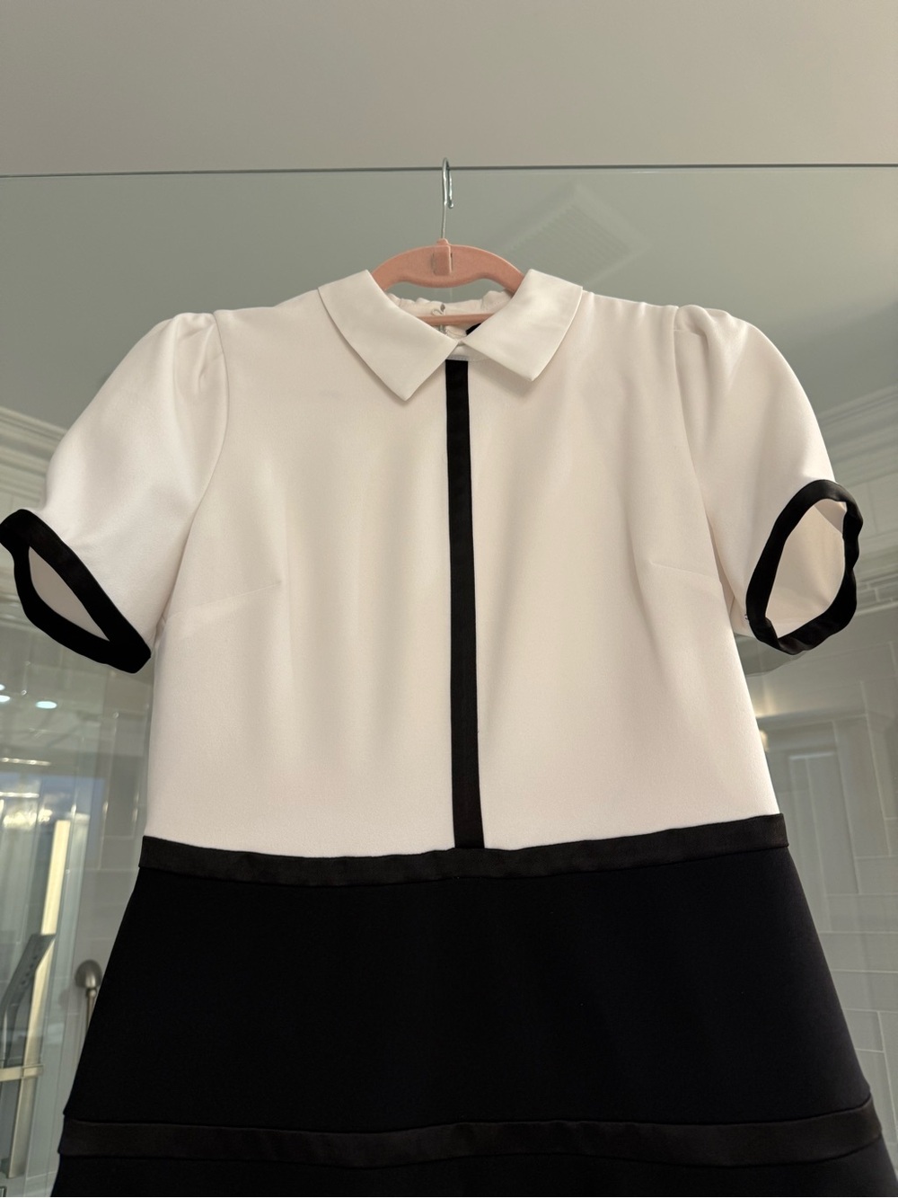 Karl Lagerfeld Black and White Midi Fit-and-Flare Dress - Picture 3 of 4